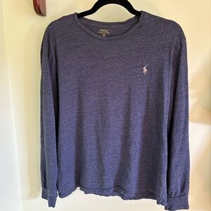 Polo by Ralph Lauren Men's Heathered Blue Long Sleeve Tee